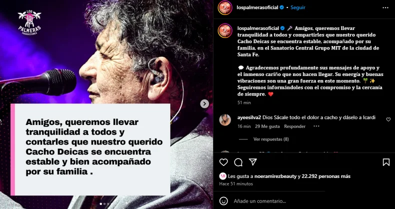 El comunicado oficial de la banda