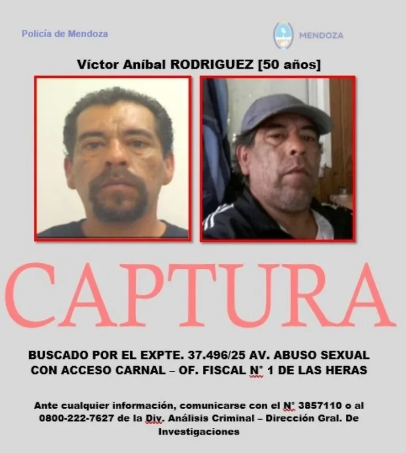 Víctor Aníbal Rodríguez, el sujeto más buscado de Mendoza.