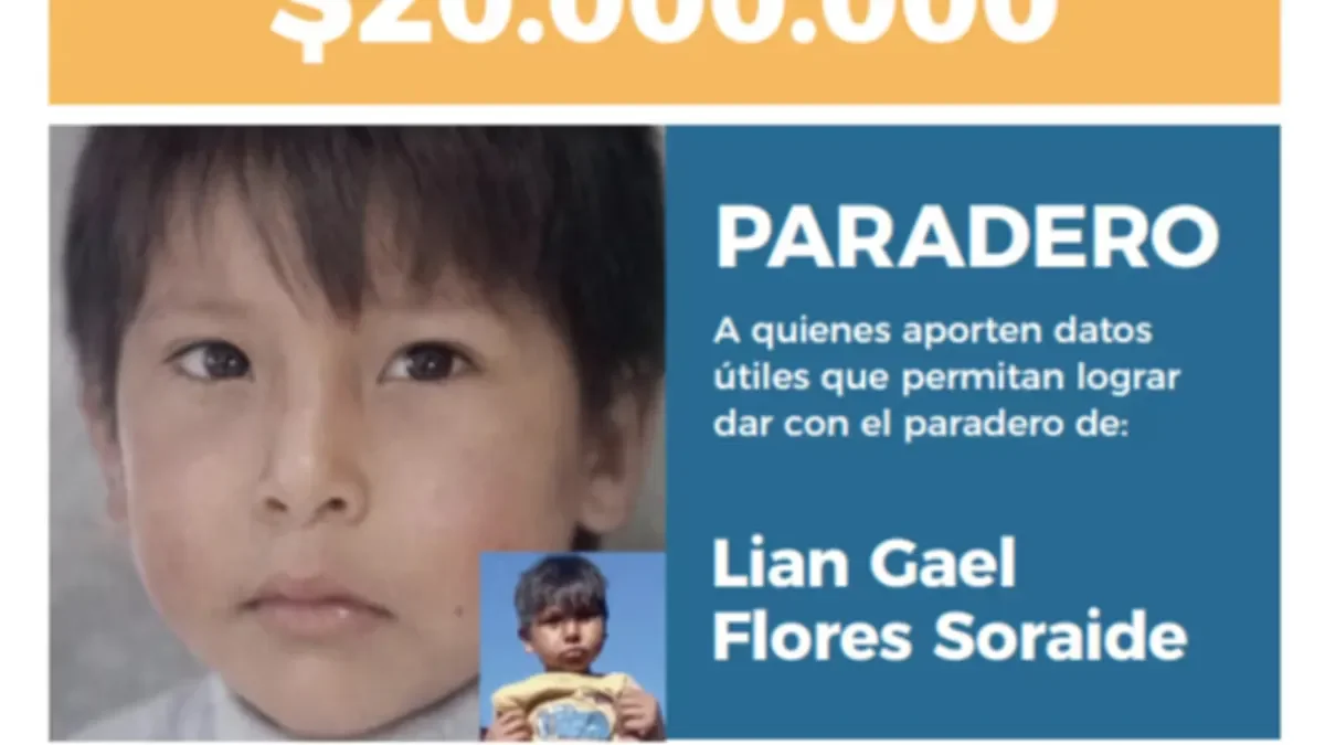 Actualizan la foto del afiche de búsqueda de Lian Flores, el nene desaparecido en Córdoba