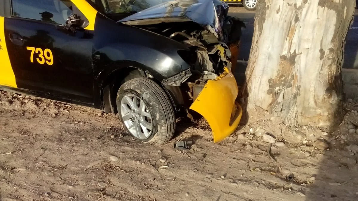 Un taxista se estrelló contra un árbol en Luján de Cuyo y solo sufrió lesiones leves