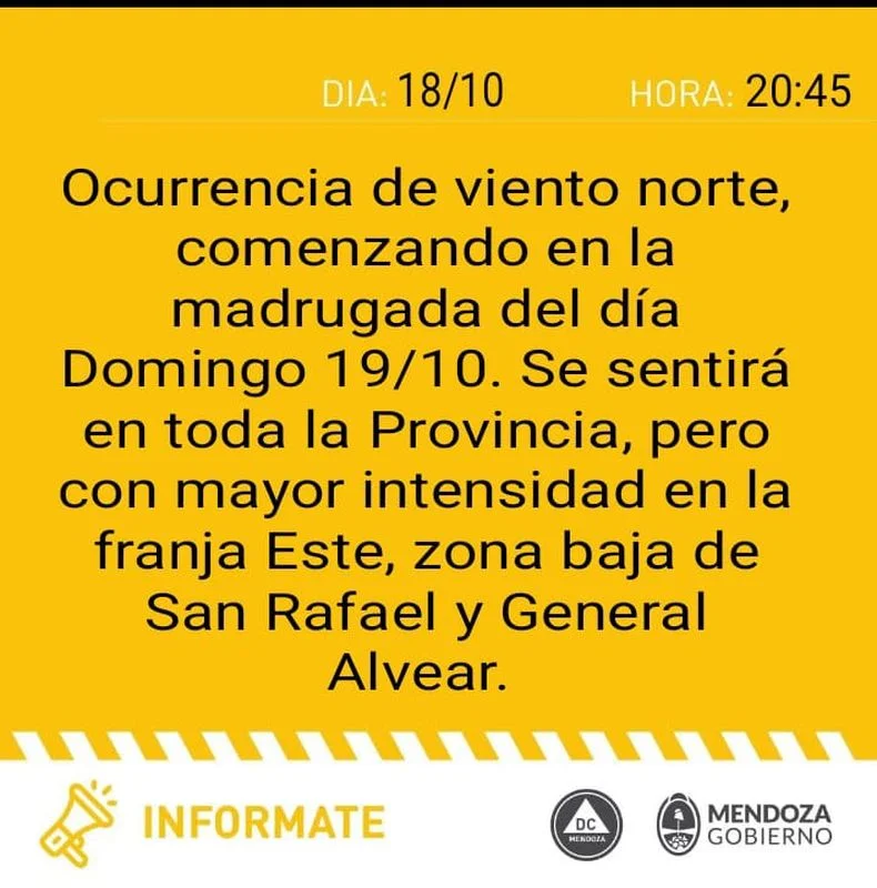 El alerta que lanz&oacute; Defensa Civil.