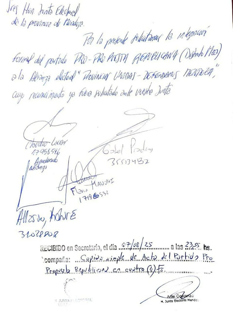 El acta del Pro para ser parte de Provincias Unidas necesita de una firma clave para ser v&aacute;lida.&nbsp;