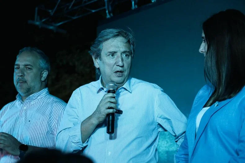 Emir Félix, presidente del PJ provincial junto al intendente de Maipú, Matías Stevanato. 