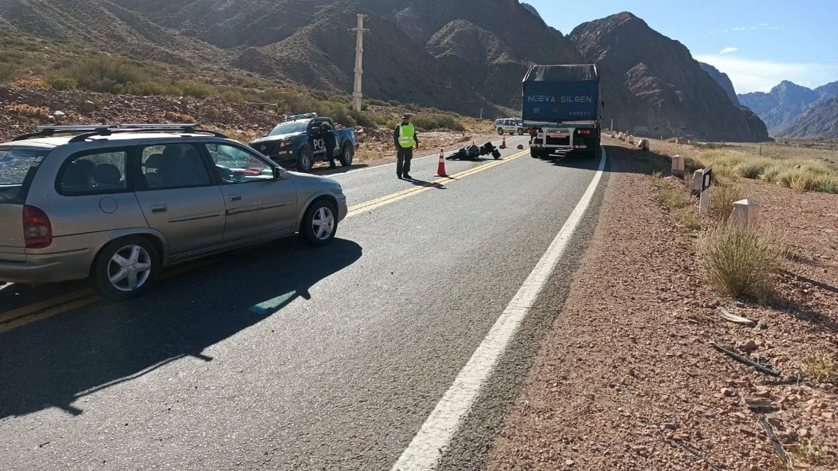 Un motociclista se accidentó en Uspallata y debió ser internado por una fractura