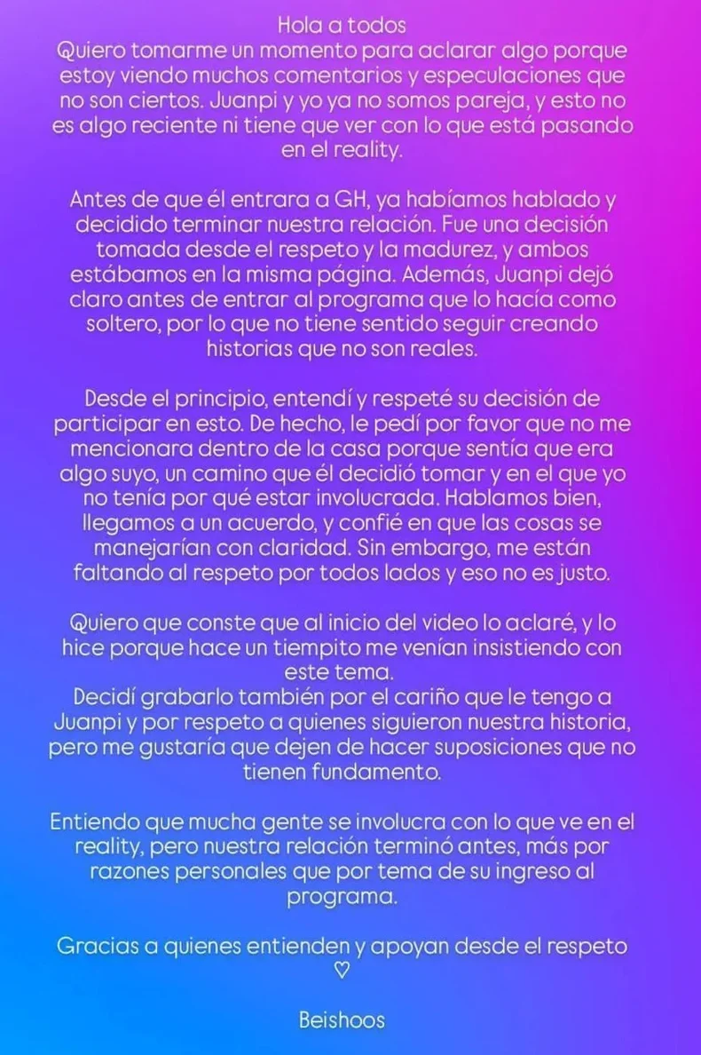 Gran Hermano: el descargo de la exnovia de Devi