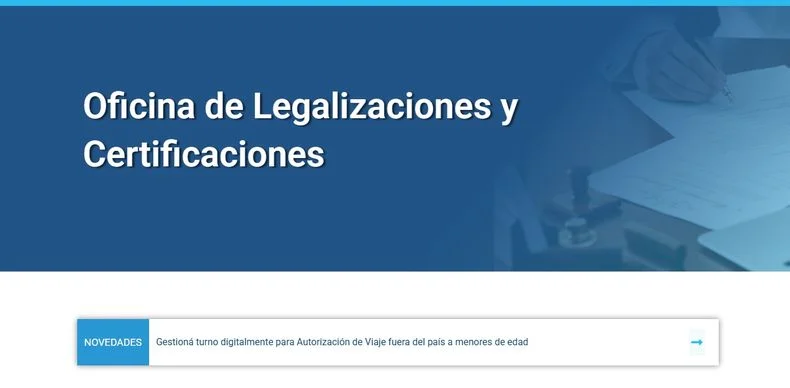 As&iacute; se ve en la web el sitio al que hay que ingresar para realizar la legalizaci&oacute;n de documentos.&nbsp;