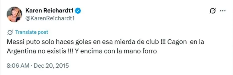 La candidata de La Libertad Avanza y sus tuits contra Messi.