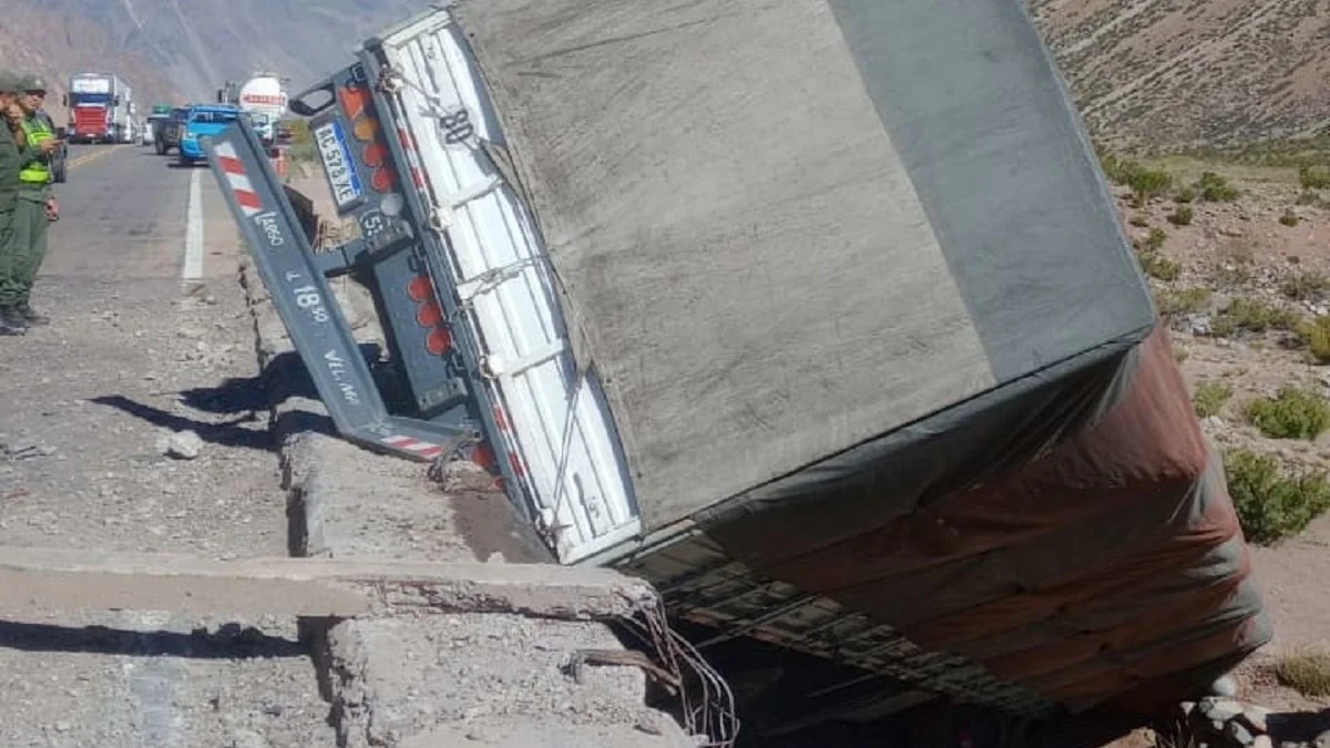 Impresionante accidente: un camión desbarrancó y cayó al río Penitentes en alta montaña