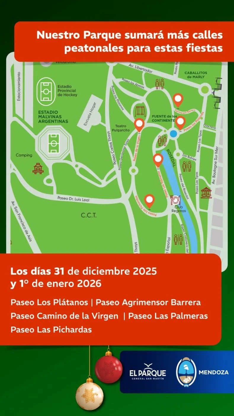 El flyer del Gobierno con los cortes de calles en el Parque San Martín. 