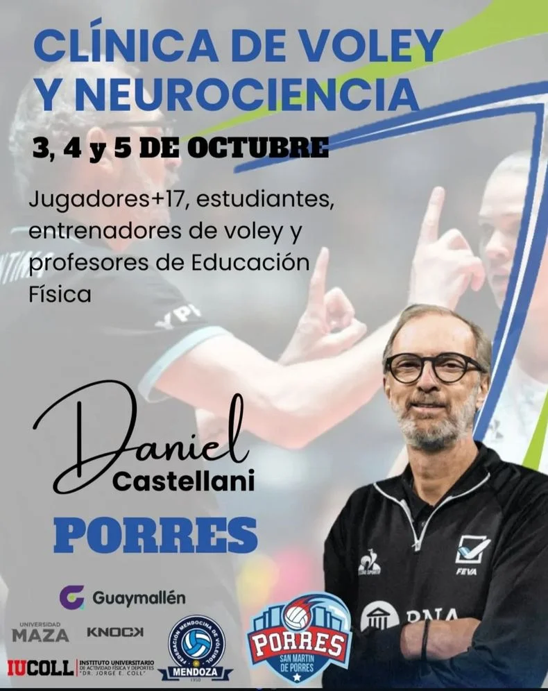 Daniel Castellani dará una clínica de vóley y neurociencia en Mendoza.