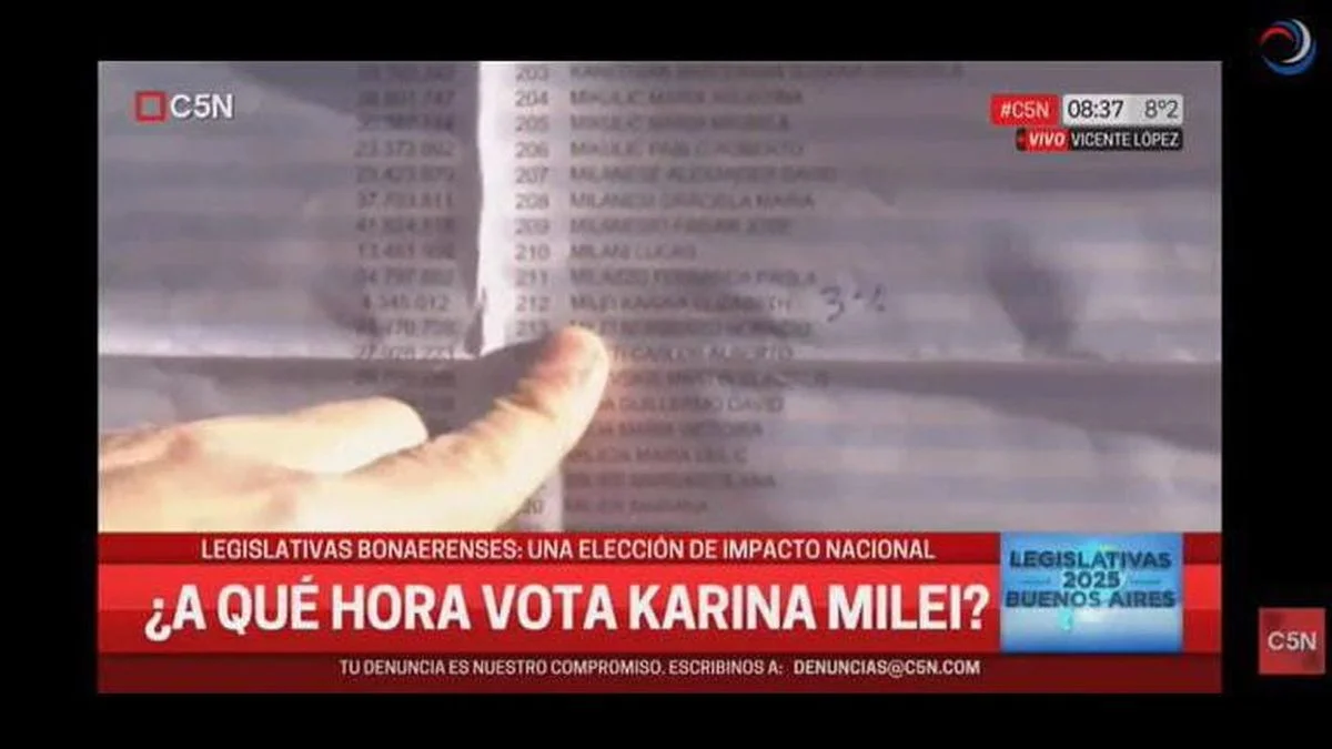 Escribieron "3%" junto al nombre de Karina Milei en el padrón de la escuela en la que vota