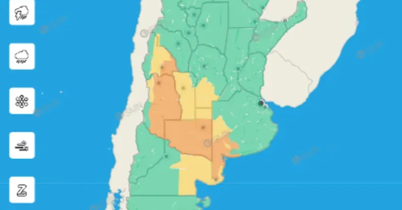 Las alertas emitidas por el SMN.