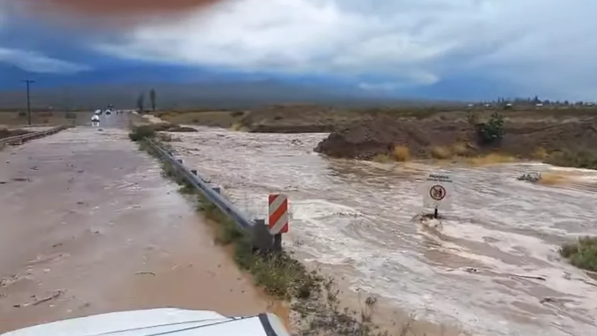 VIDEO: Así se ve la crecida del río Uspallata tras el temporal, alertan por el tránsito en la Ruta 149