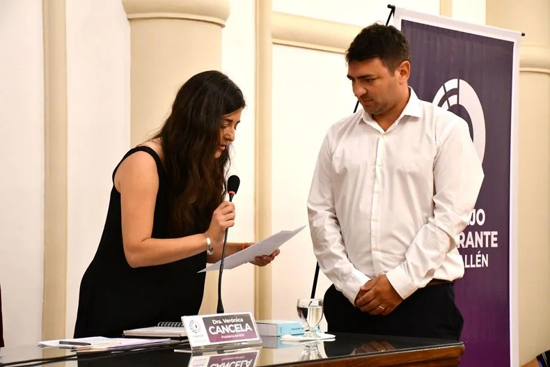 Verónica Cancela, presidente del HCD de Guaymallén junto a Ezequiel Genovese, vicepresidente 1°. 