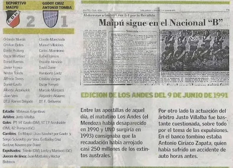 El olvidado choque entre Deportivo Maip&uacute; y Godoy Cruz.