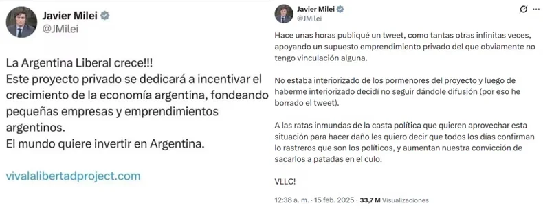 Los posteos que desataron el esc&aacute;ndalo con $LIBRA.