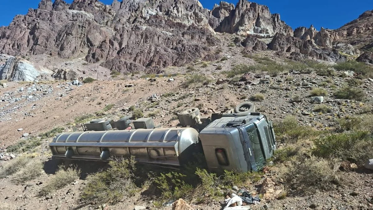 Un camión cayó por un barranco en el paso Cristo Redentor y su conductor resultó ileso