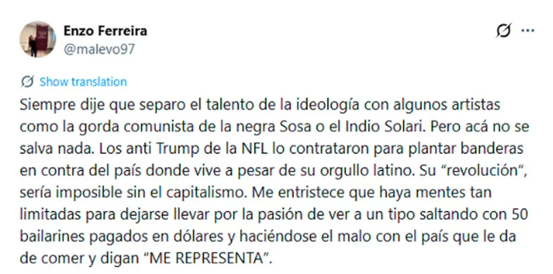 El posteo del funcionario.