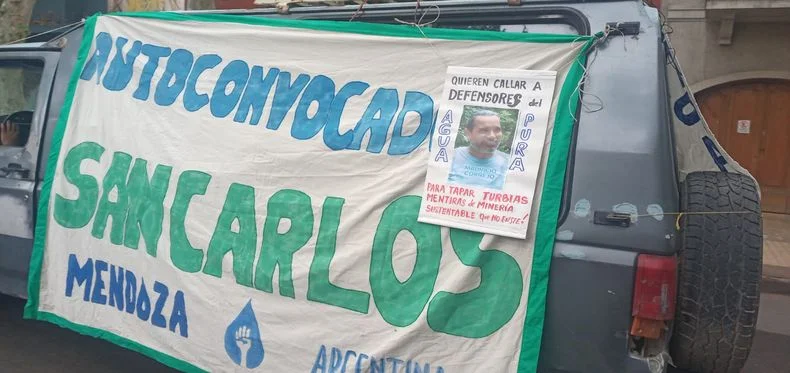 El pedido por la libertad de Mauricio Cornejo, detenido tras protestar contra la mina San Jorge. 