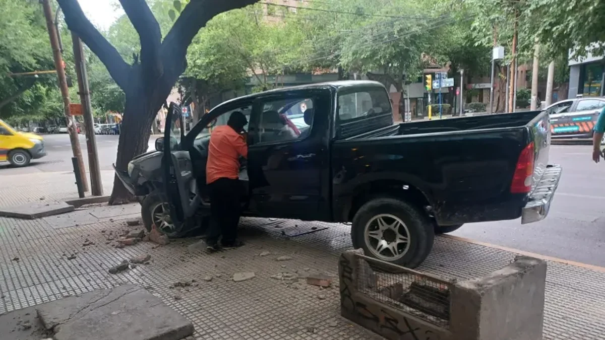 Alcohol al volante: el conductor de una Hilux destruyó infraestructura de Edemsa en pleno centro