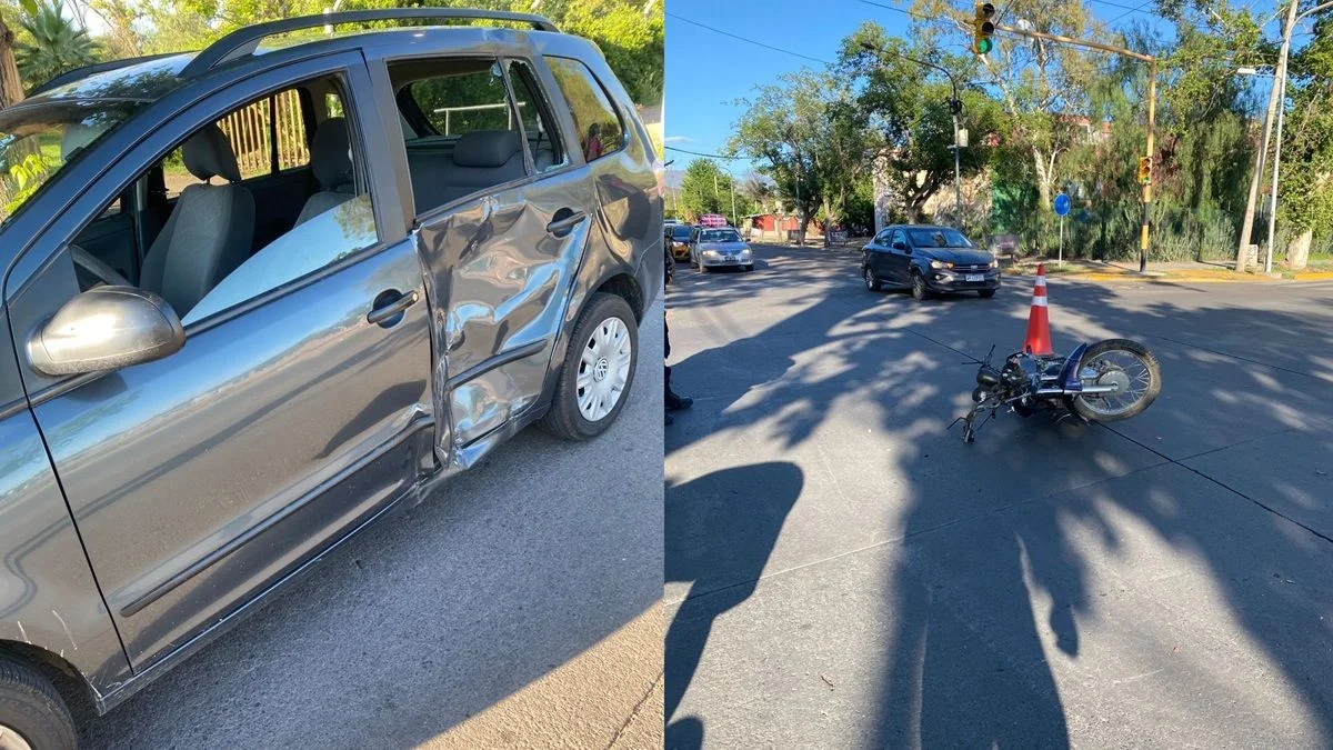 Accidente en Godoy Cruz: la motociclista que chocó contra un vehículo habría cruzado en rojo