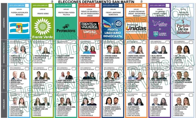 Vecinos y vecinas de San Martín eligen candidatos a diputados nacionales, legisladores provinciales y concejales. 