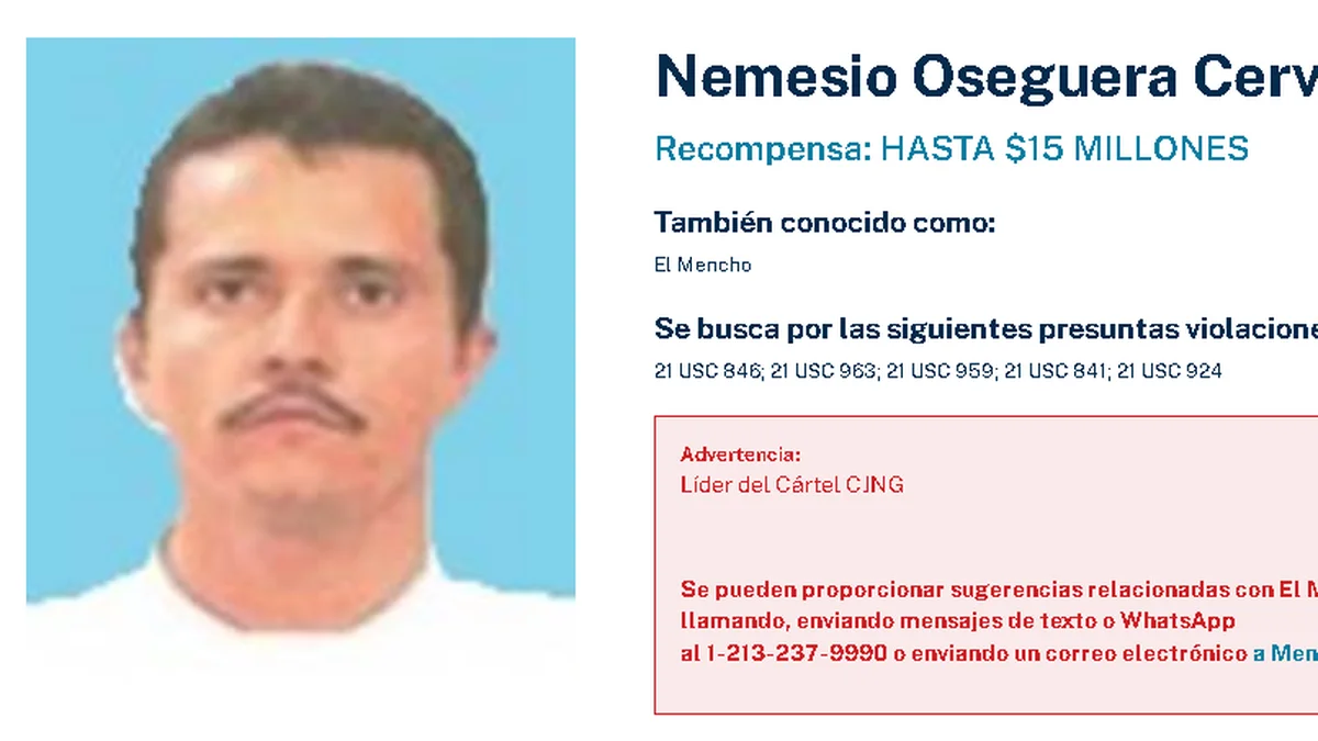 México asegura haber abatido a "El Mencho" el líder del Cártel Jalisco Nueva Generación