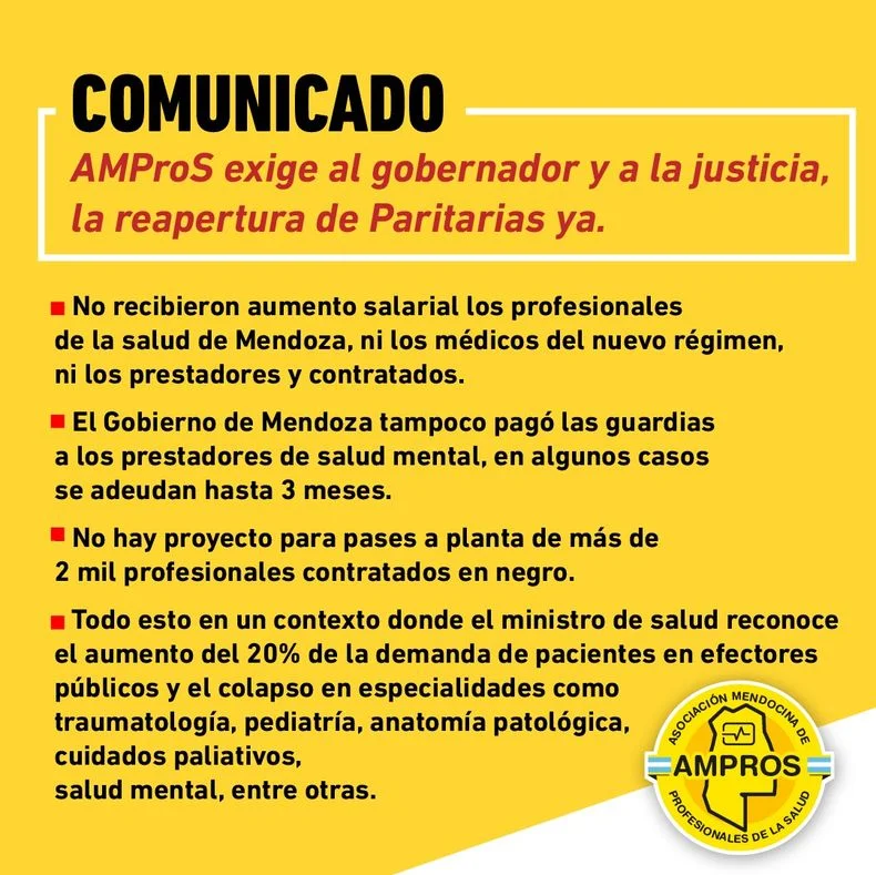 El comunicado de AMProS.&nbsp;
