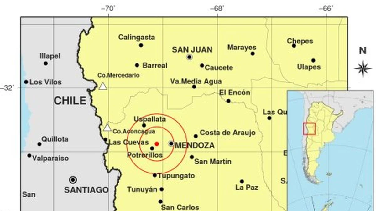 Se registró un sismo de magnitud 3.6 en Mendoza