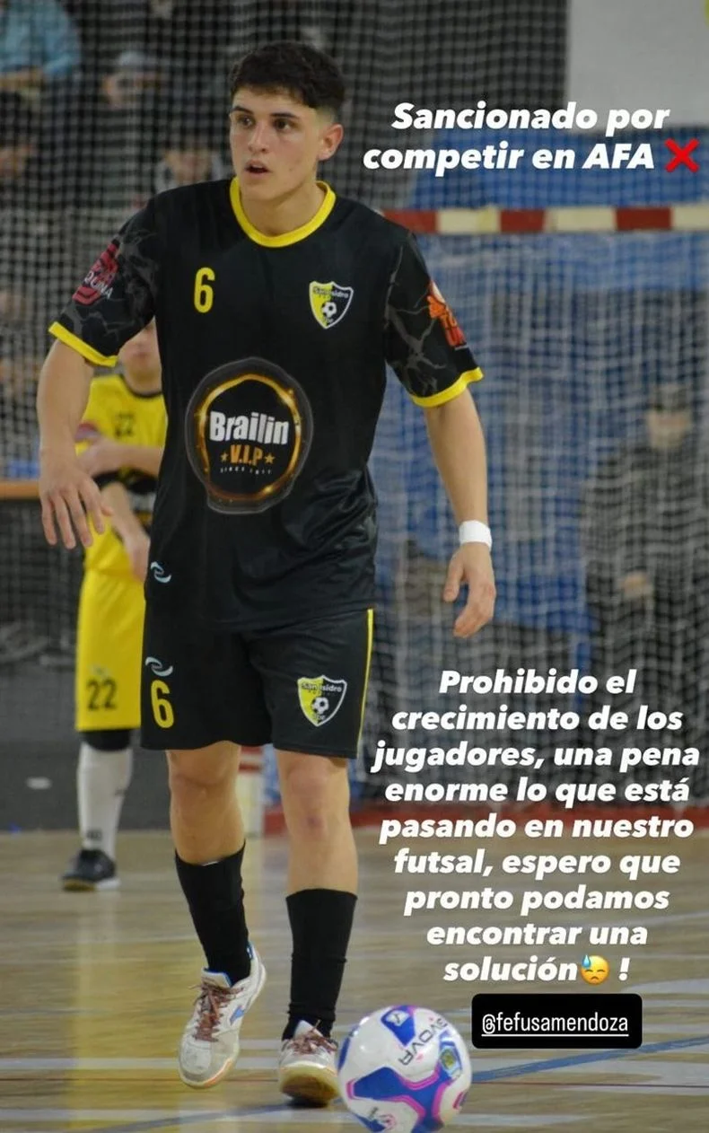 El posteo que se viralizó en cuentas de varios mendocinos del fútbol de salón.