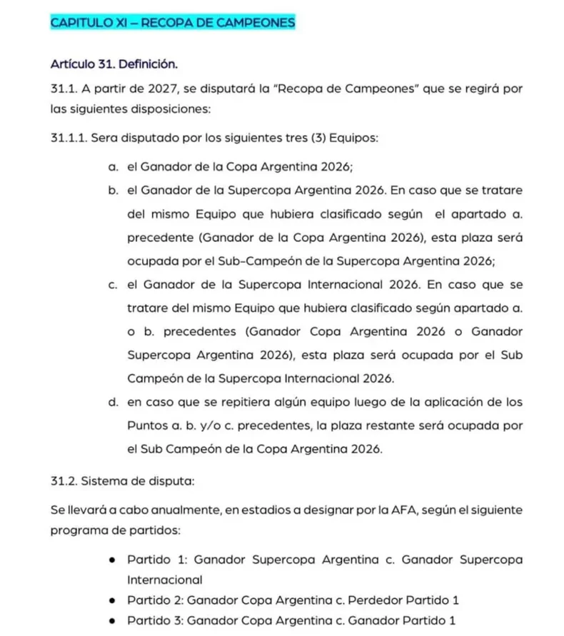 El documento oficial de AFA.&nbsp;