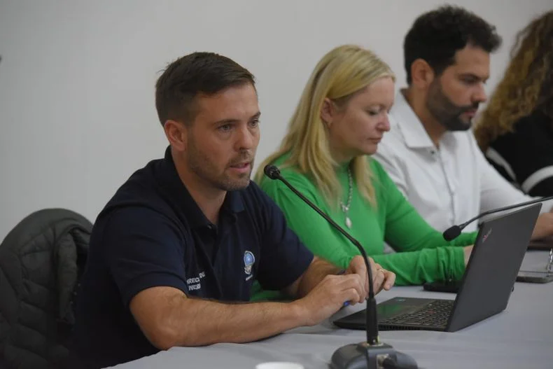 Jerónimo Shantal y Hebe Casado en los talleres sobre minería en Malargüe. 