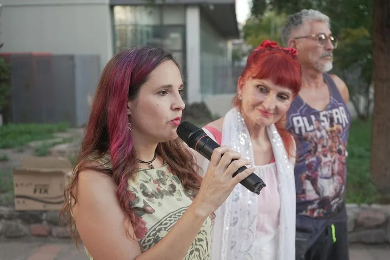 Natalia Brite durante una actividad por los 50 años del golpe militar 