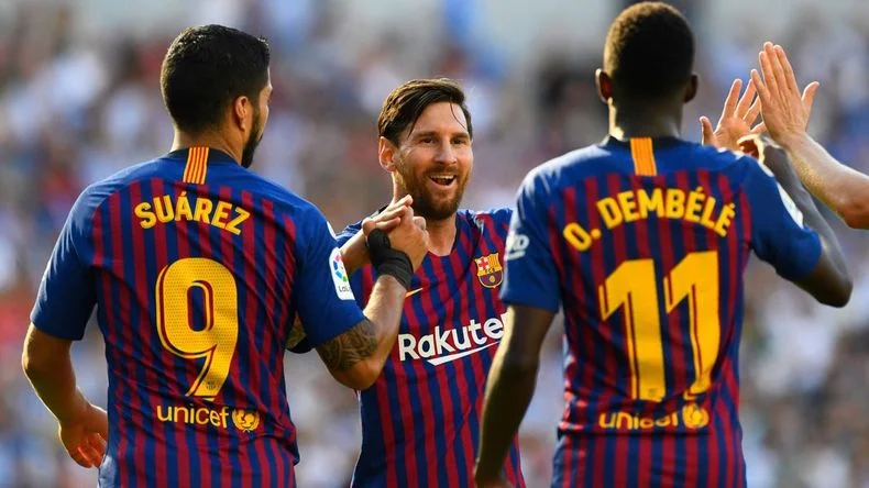 Lionel Messi, clave para la formaci&oacute;n de Demb&eacute;l&eacute;.