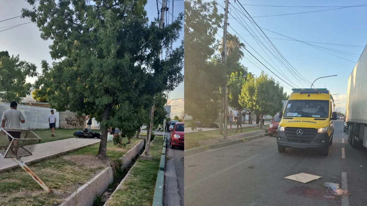 Se encuentra internada: un doble accidente vial en Guaymallén dejó a una mujer con heridas de gravedad