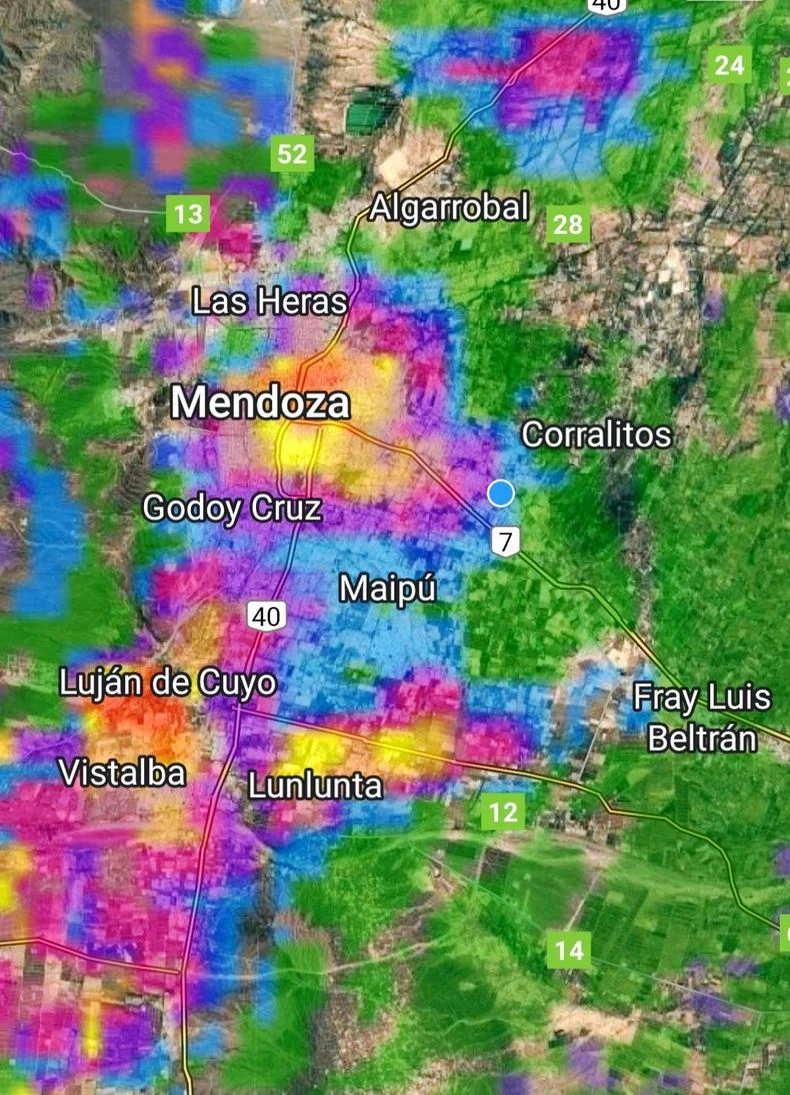 La tormenta, sobre todo el Gran Mendoza.