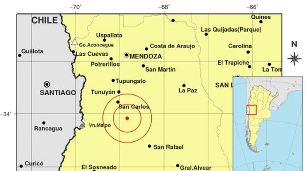 Se registró un sismo de magnitud 5 en Mendoza