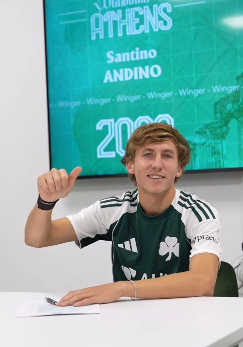 Santino Andino recibió un prestigioso número en Panathinaikos.
