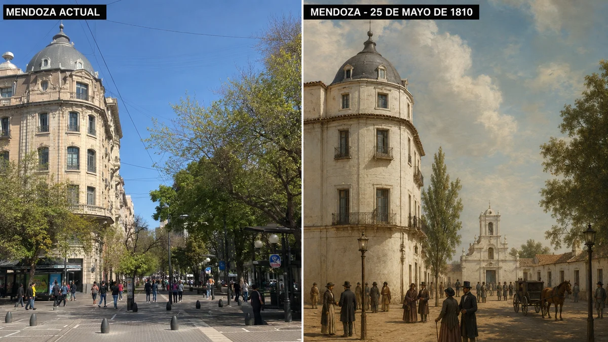 Así se vería Mendoza el 25 de mayo de 1810, según la inteligencia artificial