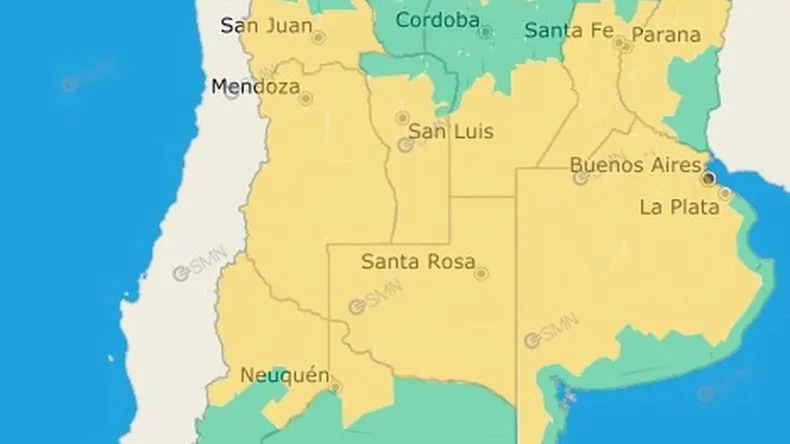 El alerta emitida por el SMN.
