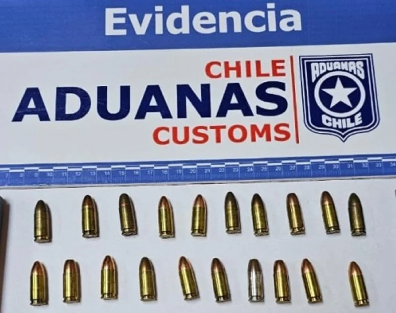 Las balas que llevaba el camionero mendocino detenido.
