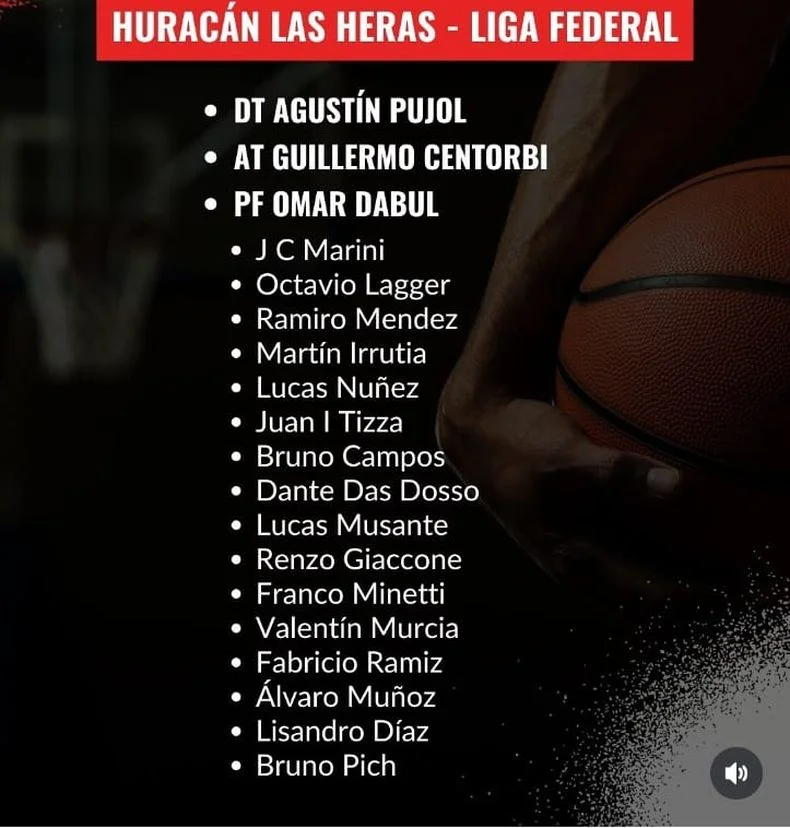 El plantel de Hurac&aacute;n Las Heras para el Torneo Federal 2025.