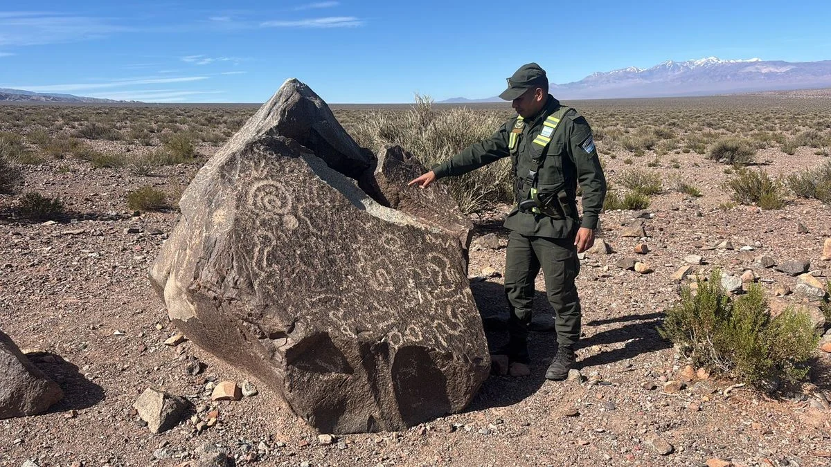 De una denuncia en redes a un hallazgo arqueológico: Gendarmería descubrió petroglifos y piezas