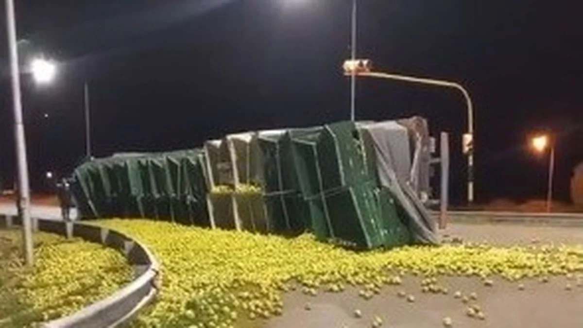Un camión cargado con peras volcó en General Alvear y el conductor fue llevado al hospital