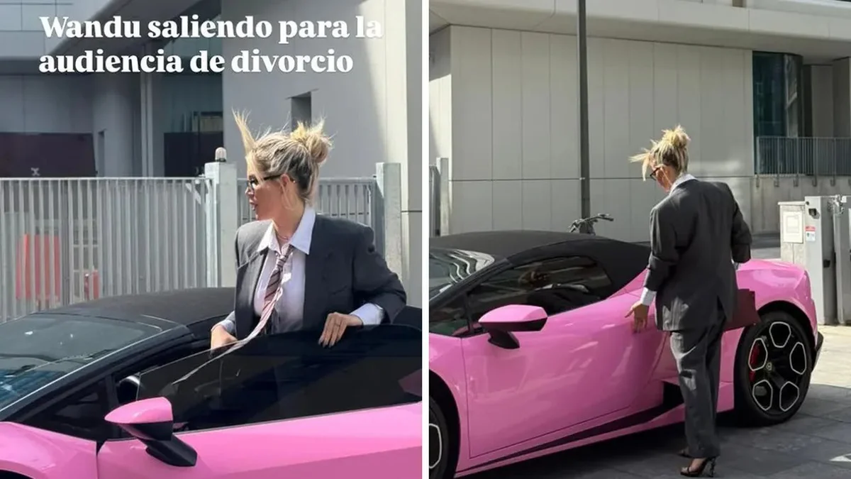 Wanda Nara cayó a la audiencia de divorcio en un Lamborghini rosa y vestida como Amber Heard