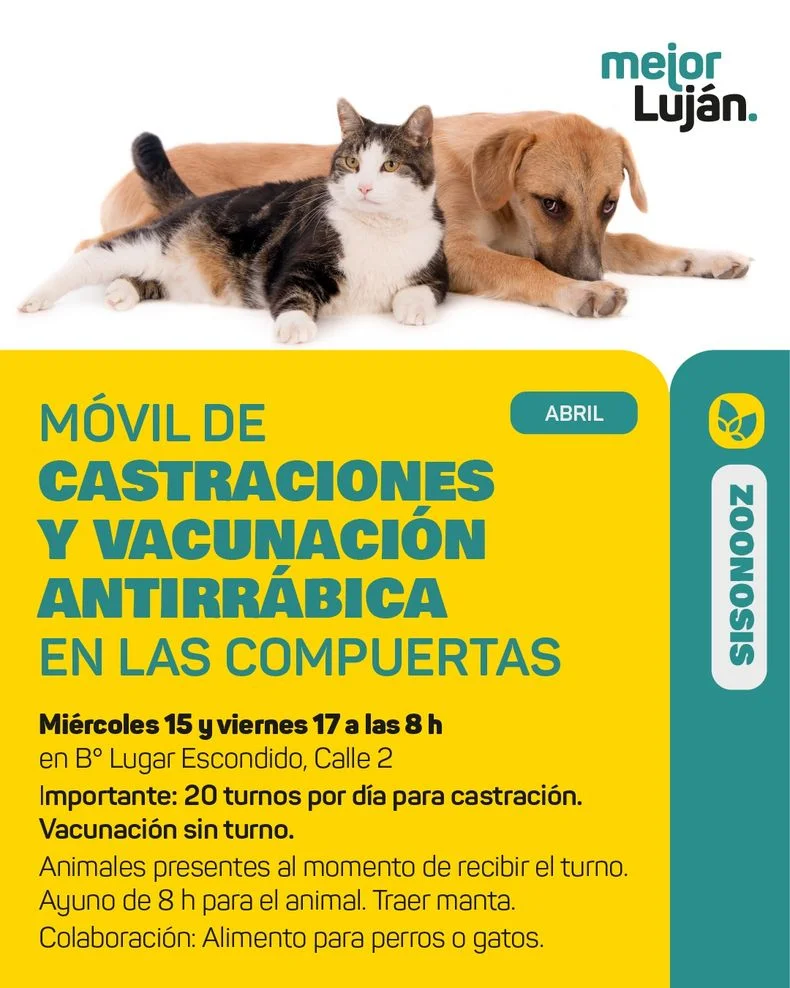 El flyer de la campa&ntilde;a de vacunaci&oacute;n y castraci&oacute;n que impulsa Luj&aacute;n de Cuyo.&nbsp;