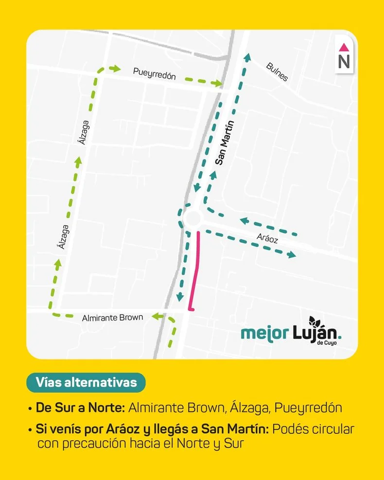 El croquis de la Municipalidad de Luj&aacute;n para los desv&iacute;os.&nbsp;