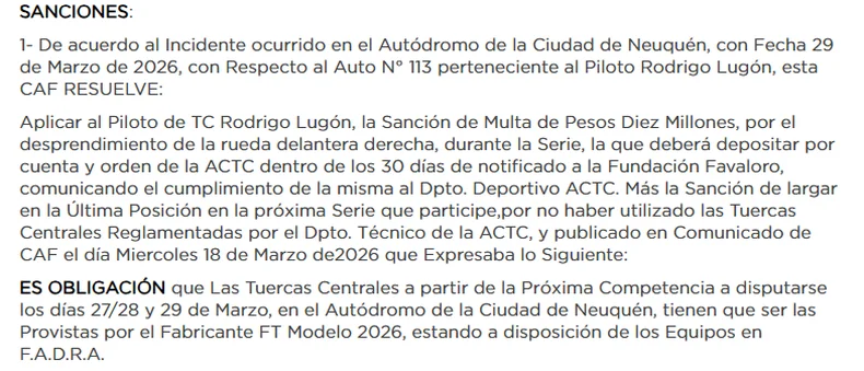 La resoluci&oacute;n de la ACTC.