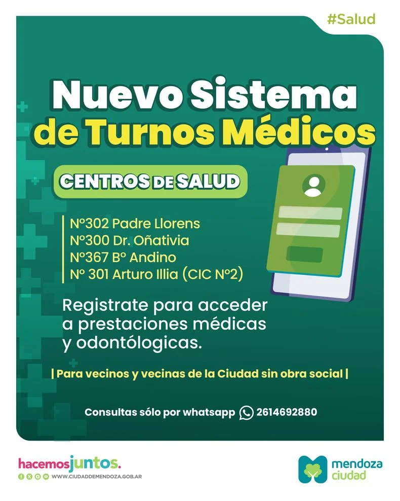 Los turnos para los centros de salud en la Ciudad de Mendoza se digitalizan.&nbsp;