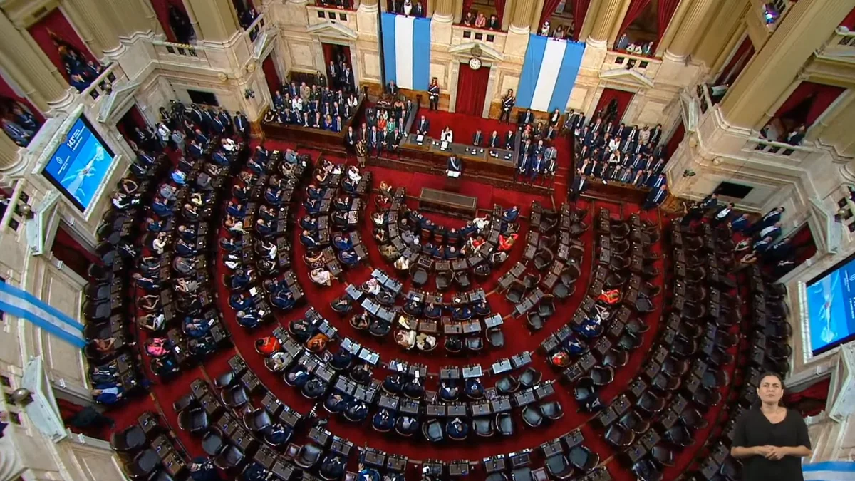 Javier Milei habl&oacute; ante un Congreso pr&aacute;cticamente vac&iacute;o.
